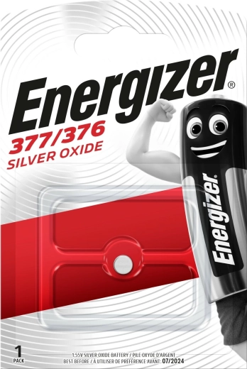 Pile bouton ENERGIZER 377/376, 1,55 V, 25 mAh, 1 pc