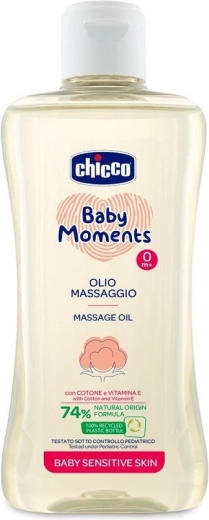 Chicco Massageöl für Milchschorf mit Baumwolle und Vitamin E, Baby Moments Sensitive 200 ml