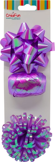 Coffret cadeau violet à effet irisé – ruban 10 m et 2 nœuds