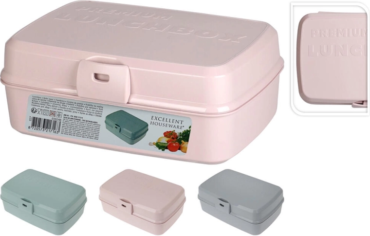 Snack box with clip closure 21 × 15 × 8.5 cm, mix of colors