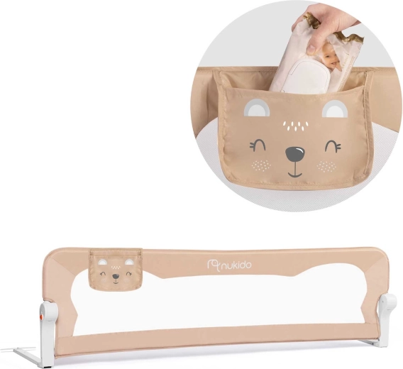 NUKIDO Bed Safety Rail 150 × 42 × 35 cm, Beige