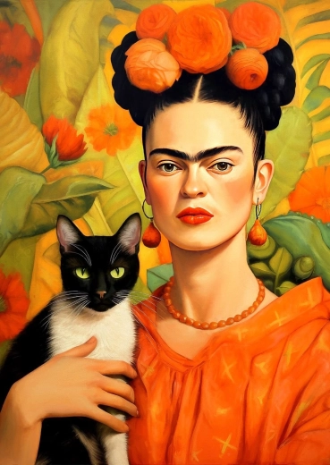 Enjoy Puzzle Frida Kahlo with Cat, 1000 Pieces