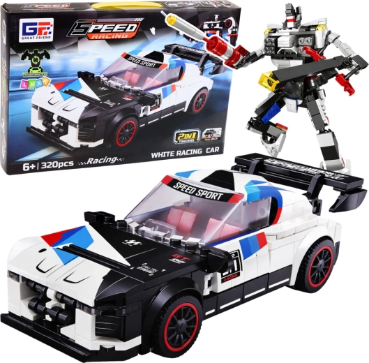 Jeu de construction 2-en-1 voiture de sport et robot, 320 pièces, blanc