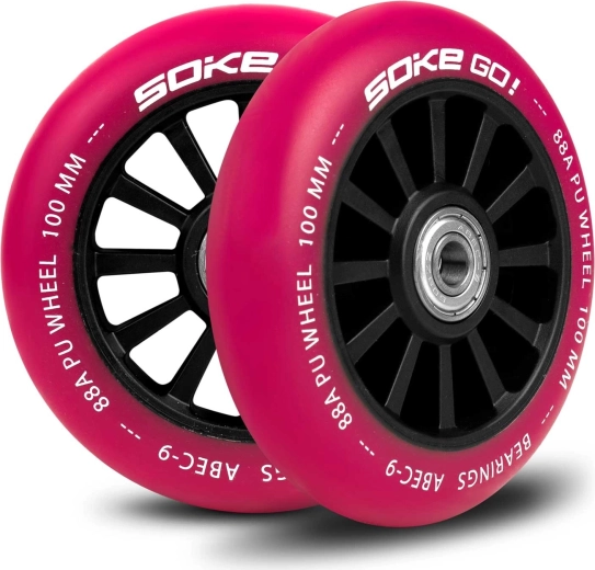 SOKE roues pour trottinette 100 mm rubis – lot de 2 pièces