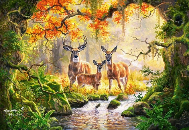 Puzzle 1000 pièces CASTORLAND Royal Family – biches et cerfs dans la forêt
