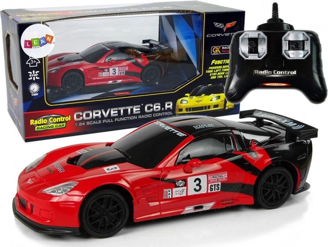 Voiture de sport R/C 1:24 Corvette C6.R rouge avec éclairage