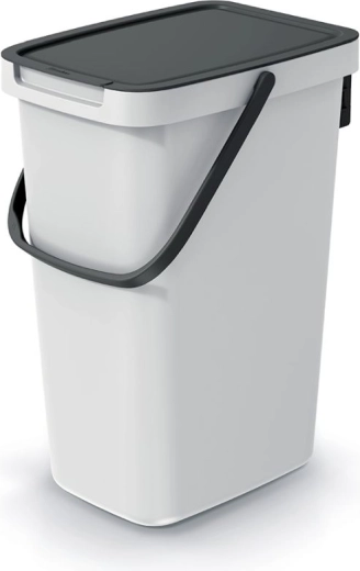 12 L ash-gray trash bin with black lid for cabinet doors