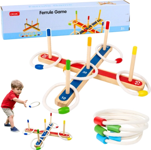 Jeu de lancer d’anneaux en bois avec score pour toute la famille