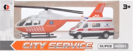 Metalen ambulance en helikopter voor kinderen