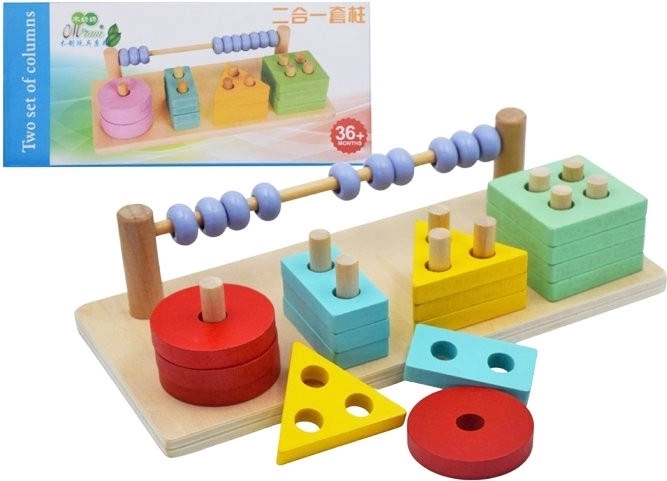 Jeu moteur en bois avec formes et boulier