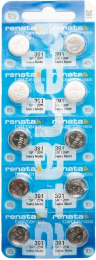Renata 391 pile bouton pour montre 1,55 V 50 mAh, lot de 10 pièces