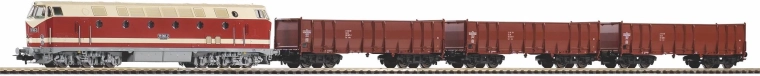 Piko H0 starter set with BR 119 diesel locomotive and three high-sided wagons