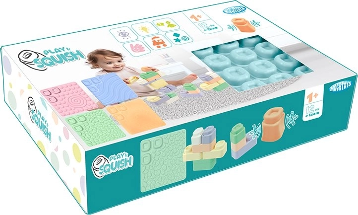 Tapis sensoriels et 24 cubes souples MOCHTOYS Play & Squish