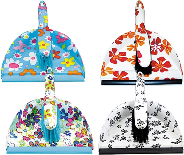 Brosse et pelle avec bord en caoutchouc – motifs assortis