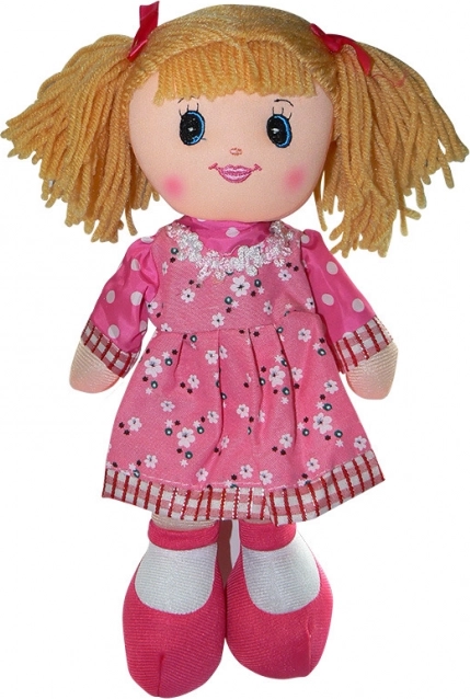 Rag doll 30 cm in dark pink dress