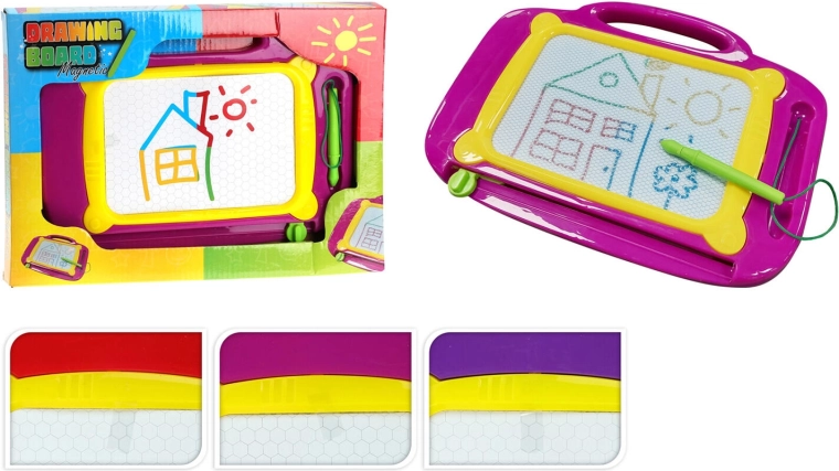 Tablette à dessin magnétique avec stylet 25 × 18,5 cm – assortiment de couleurs