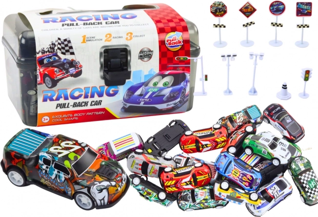 Ensemble de petites voitures avec panneaux de signalisation 25 pcs