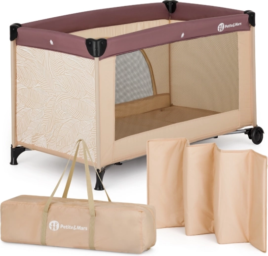 Travel Cot PETITE&MARS Nyja Urban Jungle Sand