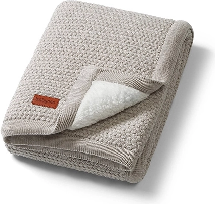 BabyOno baby cotton blanket with sherpa lining 75 × 100 cm grey
