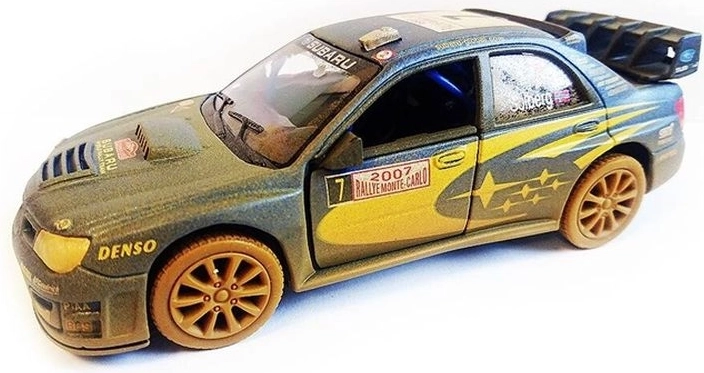 Subaru Impreza WRC 2007 offroad automodel 1:36 met openslaande deuren en pull-back