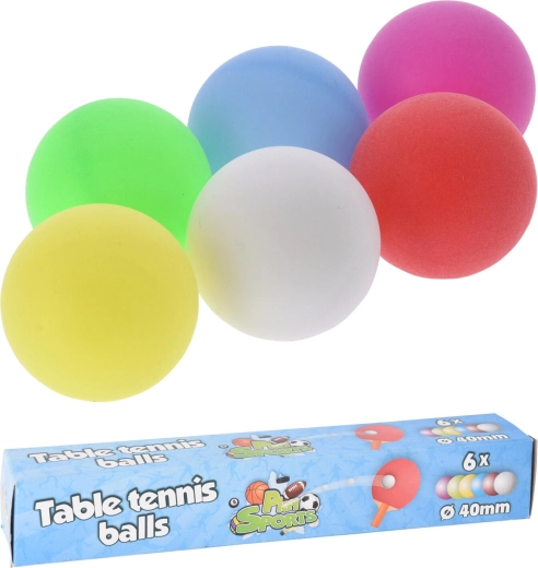 Balles de tennis de table 40 mm, assortiment de couleurs, lot de 6