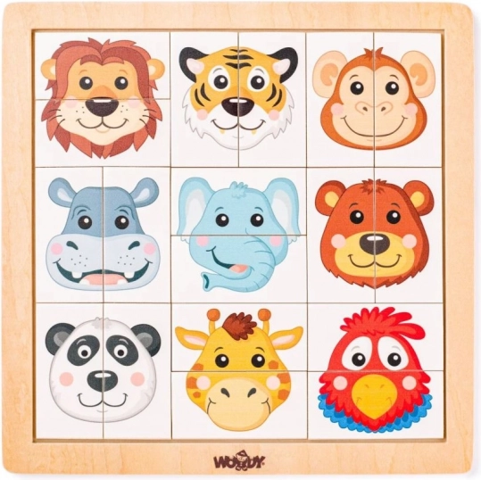 Houten safari dieren puzzel 22 × 22 cm