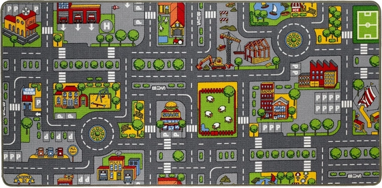 Paradiso reversible kids rug 2-in-1 city and farm 80 × 120 cm