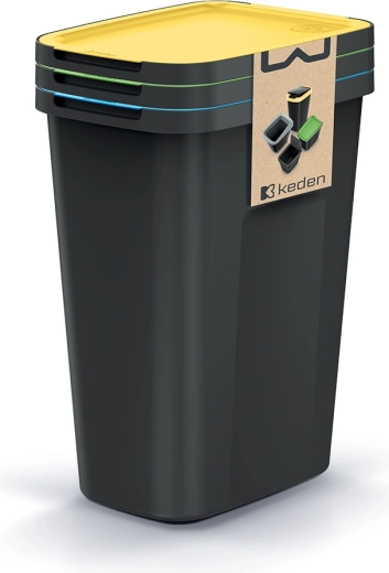 COMPACTA Q FLAP PLUS Waste Bin Set 3×35 L, Black