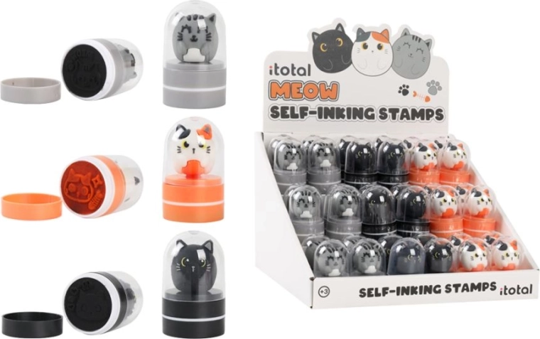 Display met set van 36 stempels met katten