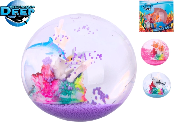 Rekbare antistressbal Destination Deep met zeethema’s 9 cm