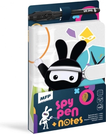 Notepad with Magnet SPY NOTES - Black Ninja Rabbit