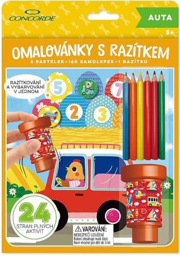 Cahier de coloriage avec tampon CONCORDE – voitures