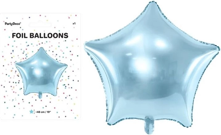 Ballon en aluminium en forme d’étoile bleu clair 48 cm