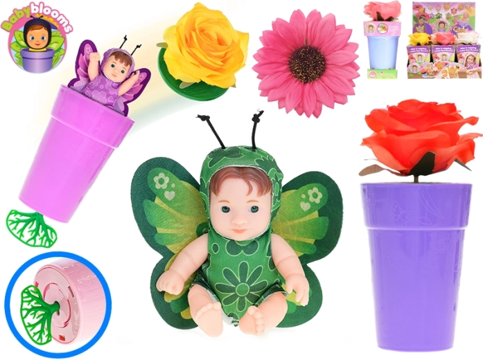 Babyblooms Baby Doll in a Flowerpot with Bracelet, 12.5 cm