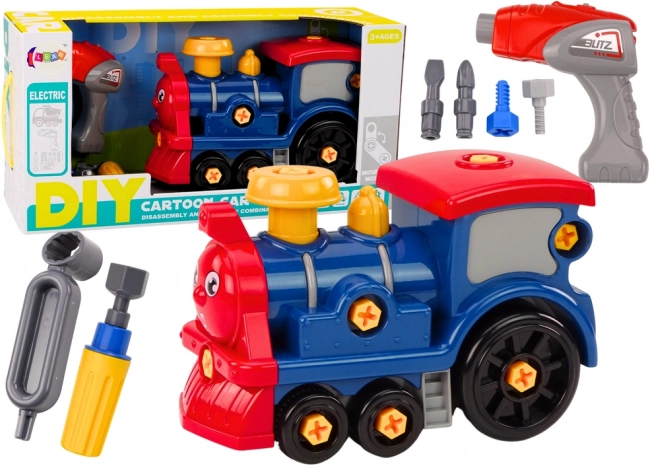 Buildable Cartoon Locomotive DIY – Dark Blue
