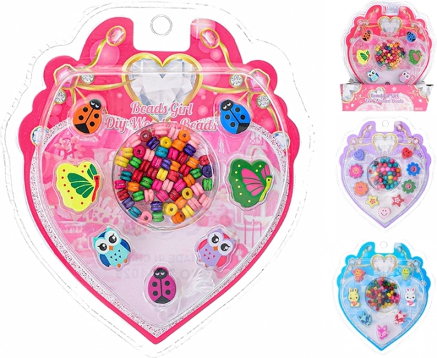 Wooden threading beads for kids – ladybugs, flowers and animals (8 pcs)