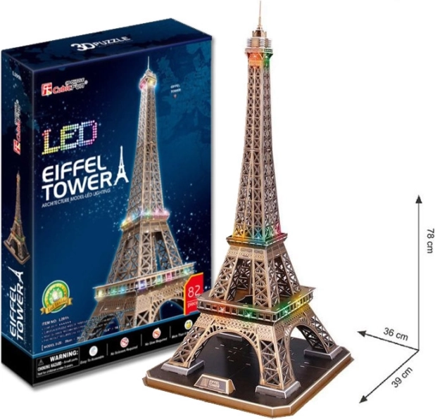 CUBICFUN lichtgevend 3D-puzzel Eiffeltoren met LED-verlichting, 84 stukjes