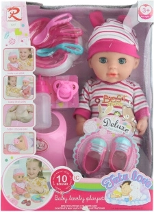 Baby 30 cm met geluiden en plasfunctie met accessoires