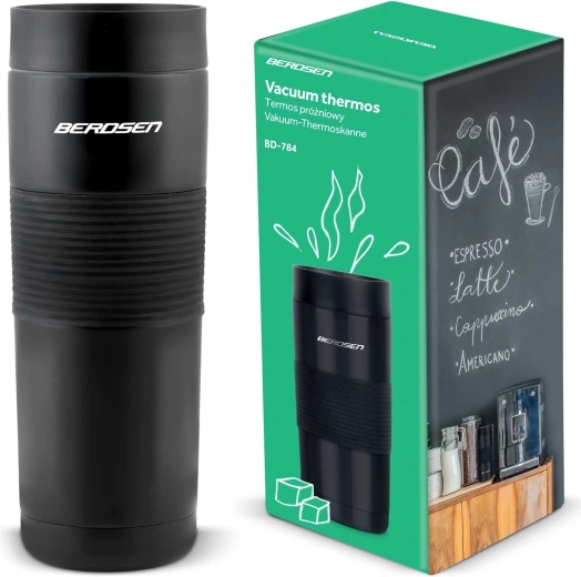 Drink Thermos 590 ml BERDSEN with Straw, Black