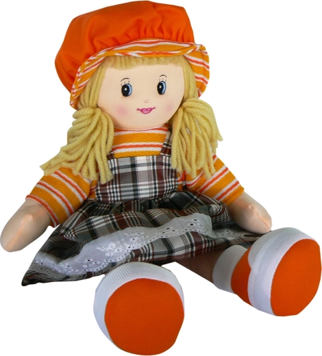 Rag doll 50 cm with cap and blonde hair