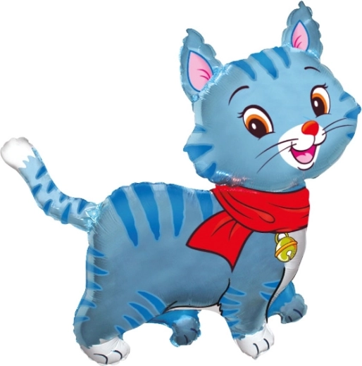 Foil balloon – beautiful kitty (blue)
