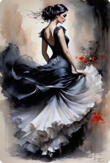 Diamond Painting – Woman in a Black Dress 30 × 40 cm