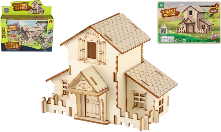 Wooden 3D Puzzle House – Creative Glue-Free Building Kit