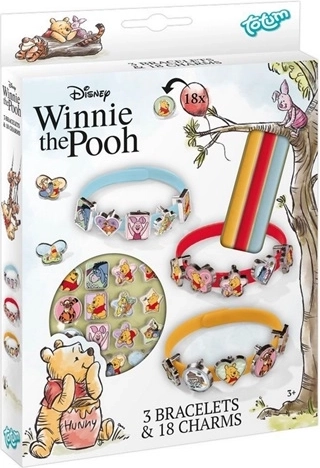 Disney Winnie l’Ourson – set de bracelets avec charms (3 bracelets, 18 charms)