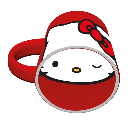 Mug en céramique HELLO KITTY avec visage, rouge