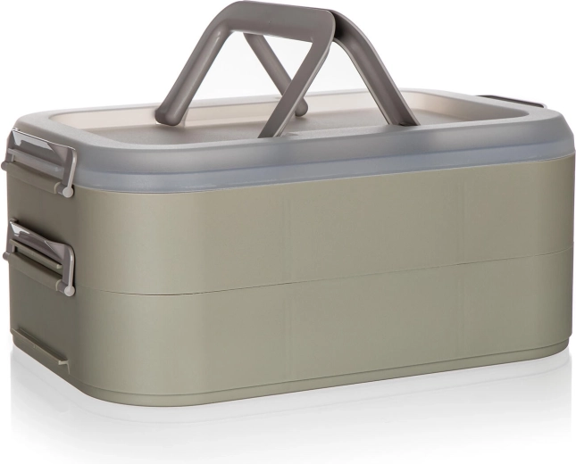 Zweistöckige tragbare Partybox mit Deckel LATTE, 40 × 28 × 17,8 cm
