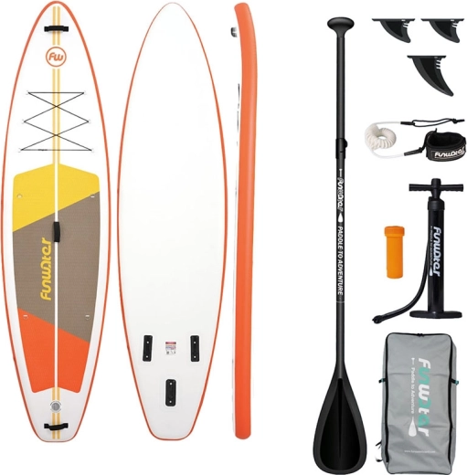 FunWater paddleboard gonflable all-round 335 × 84 × 15 cm, orange‑blanc