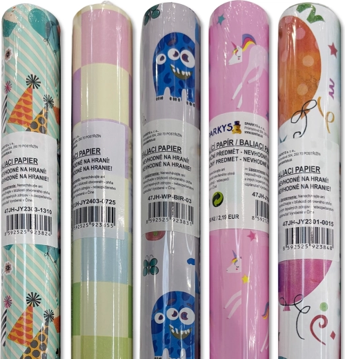 Kids’ wrapping paper 200 × 70 cm, assorted designs