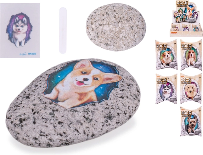 Steentje met hondensticker – creatieve set voor kinderen