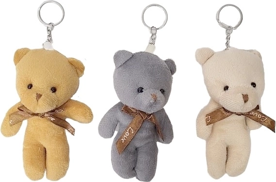 Porte-clés ourson en peluche avec nœud